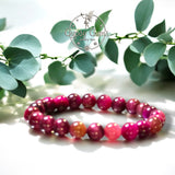 Tiger’s Eye - Pink Unicorn Tiger’s Eye• Custom Size Round Smooth Stretch (8mm) Natural Gemstone Crystal Energy Bead Bracelet