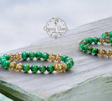 Malachite•Citrine•Green Tiger’s Eye•Custom Size Round Smooth Stretch (8mm) Natural Gemstone Crystal Energy Bead Bracelet