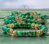 Malachite•Citrine•Green Tiger’s Eye•Custom Size Round Smooth Stretch (8mm) Natural Gemstone Crystal Energy Bead Bracelet