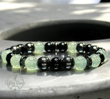 Aventurine Green, Black Onyx, Choice of Silver-Copper-Gold-Black Hematite Custom Size Round Smooth Stretch (8mm) Natural Gemstone Crystal Energy Bead Bracelet