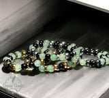 Aventurine Green, Black Onyx, Choice of Silver-Copper-Gold-Black Hematite Custom Size Round Smooth Stretch (8mm) Natural Gemstone Crystal Energy Bead Bracelet
