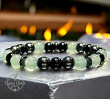Aventurine Green, Black Onyx, Choice of Silver-Copper-Gold-Black Hematite Custom Size Round Smooth Stretch (8mm) Natural Gemstone Crystal Energy Bead Bracelet
