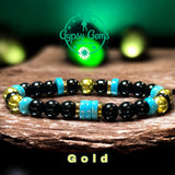 Turquoise Genuine Turquoise Heshi, Black Obsidian, Silver-Copper or Gold Hematite•Custom Size•Round Smooth Stretch (8mm) Natural Gemstone Crystal Energy Bead Bracelet