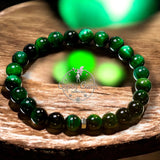 Tiger’s Eye - Green Tiger’s Eye + Black Hematite Hexagonal Spacer•Custom Size Round Smooth Stretch (8mm) Natural Gemstone Crystal Energy Bead Bracelet
