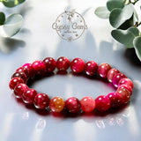 Tiger’s Eye - Pink Unicorn Tiger’s Eye• Custom Size Round Smooth Stretch (8mm) Natural Gemstone Crystal Energy Bead Bracelet