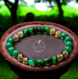 Malachite•Smokey Quartz•Green Tiger’s Eye•Custom Size Round Smooth Stretch (8mm) Natural Gemstone Crystal Energy Bead Bracelet