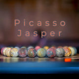 Jasper - Picasso Jasper Custom Size Frost Matte Rustic Round Stretch (8mm) Natural Gemstone Crystal Energy Bead Bracelet
