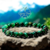 Tiger’s Eye - Green Tiger’s Eye + Black Hematite Saucer Spacers•Custom Size Round Smooth Stretch (8mm) Natural Gemstone Crystal Energy Bead Bracelet