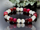 Tiger’s Eye - Pink Unicorn Tiger’s Eye & Selenite Custom Size Round Smooth Stretch (8mm) Natural Gemstone Crystal Energy Bead Bracelet