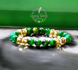 Malachite•Citrine•Green Tiger’s Eye•Custom Size Round Smooth Stretch (8mm) Natural Gemstone Crystal Energy Bead Bracelet