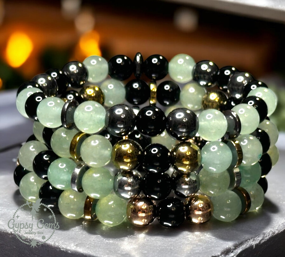 Aventurine Green, Black Onyx, Choice of Silver-Copper-Gold  display picture 2