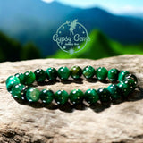 Tiger’s Eye - Green Tiger’s Eye + Black Hematite Saucer Spacers•Custom Size Round Smooth Stretch (8mm) Natural Gemstone Crystal Energy Bead Bracelet