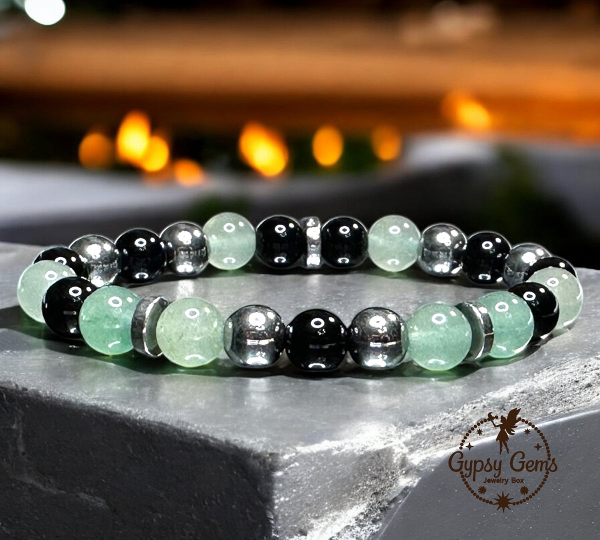 Aventurine Green, Black Onyx, Choice of Silver-Copper-Gold 
