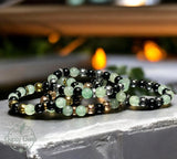 Aventurine Green, Black Onyx, Choice of Silver-Copper-Gold-Black Hematite Custom Size Round Smooth Stretch (8mm) Natural Gemstone Crystal Energy Bead Bracelet