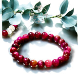 Tiger’s Eye - Pink Unicorn Tiger’s Eye• Custom Size Round Smooth Stretch (8mm) Natural Gemstone Crystal Energy Bead Bracelet