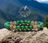 Malachite•Smokey Quartz•Green Tiger’s Eye•Custom Size Round Smooth Stretch (8mm) Natural Gemstone Crystal Energy Bead Bracelet