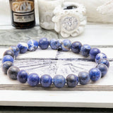 Sodalite Blue Gray Custom Size Round Smooth Stretch (8mm) Natural Gemstone Crystal Energy Bead Bracelet