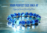 Agate - Banded Botswana Stripe Blue Agate Custom Size Round Smooth Stretch (8mm) Natural Gemstone Crystal Energy Bead Bracelet