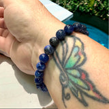 Sodalite Custom Size Dark Blue Round Smooth Stretch (8mm) Natural Gemstone Crystal Energy Bead Bracelet