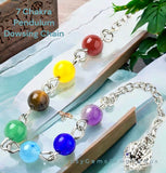 7 Chakra Quartz Crystal Pyramid Hexagonal Reiki Energy Healing Dowsing Pendulum with 7 Chakra Stone Beads Chain