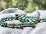 Turquoise - Genuine Natural Blue Green Copper Vein Turquoise, Custom Size, Round Stretch (8mm) Natural Gemstone Crystal Energy Bead Bracelet