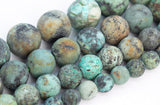 Jasper - African Turquoise Green Jasper Custom Size Frost Matte Rustic Round Stretch (8mm) Natural Gemstone Crystal Energy Bead Bracelet