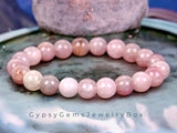 Opal - Pink Peruvian Opal•Custom Size Round Smooth Stretch (8mm) Natural Gemstone Crystal Energy Bead Bracelet