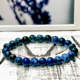 Sodalite Custom Size Dark Blue Round Smooth Stretch (8mm) Natural Gemstone Crystal Energy Bead Bracelet