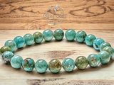 Turquoise - Genuine Natural Blue Green Copper Vein Turquoise, Custom Size, Round Stretch (8mm) Natural Gemstone Crystal Energy Bead Bracelet