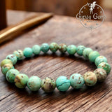Turquoise - Green Peru Natural Turquoise, Custom Size, Round Stretch (8mm) Natural Gemstone Crystal Energy Bead Bracelet