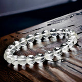 Quartz - Clear Quartz Crystal Round Smooth Stretch  (8mm) Natural Gemstone Crystal Energy Bead Bracelet