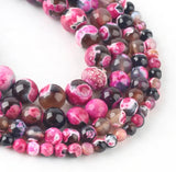 Agate - Fire Agate Pink•Custom Size•Round Smooth Stretch (8mm) Natural Gemstone Crystal Energy Bead Bracelet
