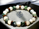 Agate - Tree Agate Green, White Jade, White Lava Stone, Rosewood Spacers Custom Size Round Smooth Stretch (8mm) Natural Gemstone Crystal Energy Bead Bracelet