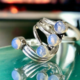 Opalite Sri Lanka Moonstone Natural Gemstone .925 Sterling Silver Ring (Size: 7: Adjustable)