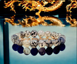 Agate - Dragon Vein Agate Black/White•Custom Size•Round Smooth Stretch Large (10mm Grande) Natural Gemstone Crystal Energy Bead Bracelet