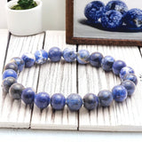 Sodalite Blue Gray Custom Size Round Smooth Stretch (8mm) Natural Gemstone Crystal Energy Bead Bracelet