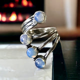 Opalite Sri Lanka Moonstone Natural Gemstone .925 Sterling Silver Ring (Size: 7: Adjustable)