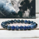 Sodalite Custom Size Dark Blue Round Smooth Stretch (8mm) Natural Gemstone Crystal Energy Bead Bracelet
