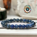 Sodalite Custom Size Dark Blue Round Smooth Stretch (8mm) Natural Gemstone Crystal Energy Bead Bracelet