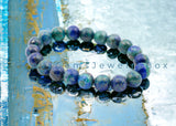 Azurite Blue Green•Custom Size•Round Smooth Stretch (8mm) Natural Gemstone Crystal Energy Bead Bracelet