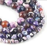 Agate - Fire Agate Purple•Custom Size•Round Smooth Stretch (8mm) Natural Gemstone Crystal Energy Bead Bracelet
