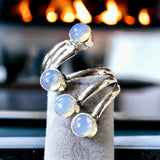Opalite Sri Lanka Moonstone Natural Gemstone .925 Sterling Silver Ring (Size: 7: Adjustable)