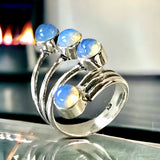Opalite Sri Lanka Moonstone Natural Gemstone .925 Sterling Silver Ring (Size: 7: Adjustable)
