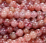 Quartz - Strawberry Quartz Custom Size Round Smooth Stretch(8mm) Natural Gemstone Crystal Energy Bead Bracelet