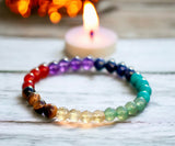 7 CHAKRA Stones Custom Size Round Smooth Stretch (8mm) Natural Gemstone Crystal Energy Bead Bracelet