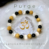 Intention - “Purge” - Selenite + Palo Santo + Black Tourmaline - Custom Size Round Smooth Stretch (8mm) Natural Gemstone Crystal Energy Bead Bracelet