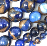 Variscite - Royal Blue Variscite aka “Impression Cloisonne Jasper” Custom Size Round Smooth Stretch (8mm) Natural Gemstone Crystal Energy Bead Bracelet