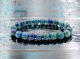 Azurite Blue Green•Custom Size•Round Smooth Stretch (8mm) Natural Gemstone Crystal Energy Bead Bracelet