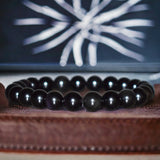 Onyx - Black Onyx Custom Size Round Smooth Stretch (8mm) Natural Gemstone Crystal Energy Bead Bracelet