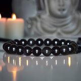 Onyx - Black Onyx Custom Size Round Smooth Stretch (8mm) Natural Gemstone Crystal Energy Bead Bracelet